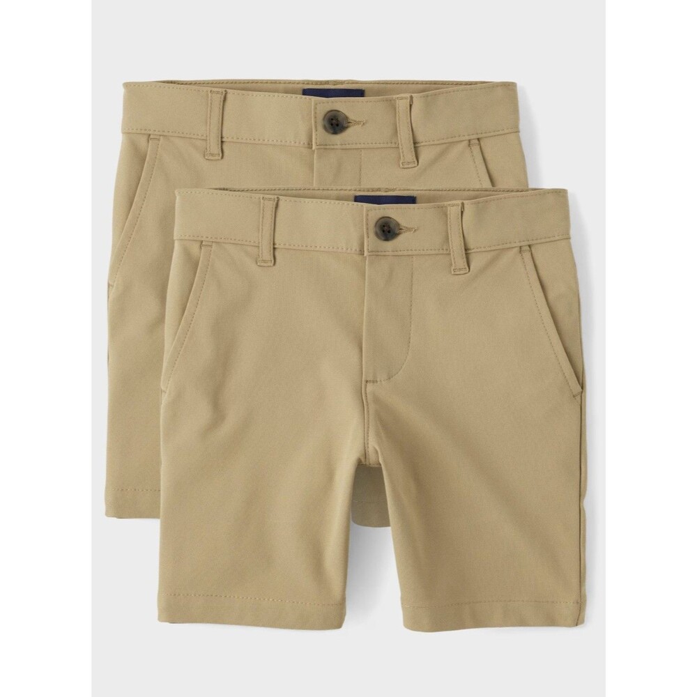 Children’s Place Boys Uniform Quick Dry Chino Shorts-Sz 14 -Flax- set of 2